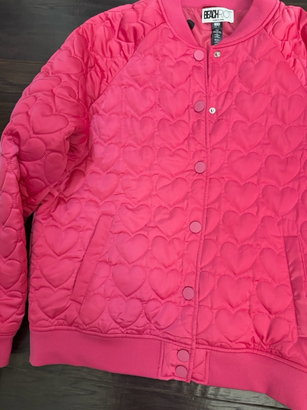 Beach Riot Jacket Hot Pink Quilted Heart Bomber - Picture 3 of 14